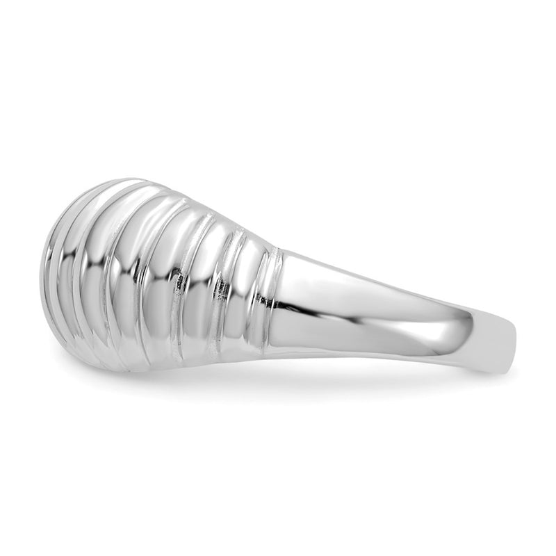 14k White Gold High Polished Ribbed Dome Ring-C2871W