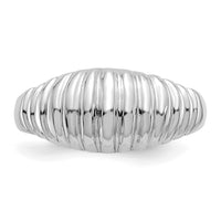 14k White Gold High Polished Ribbed Dome Ring-C2871W