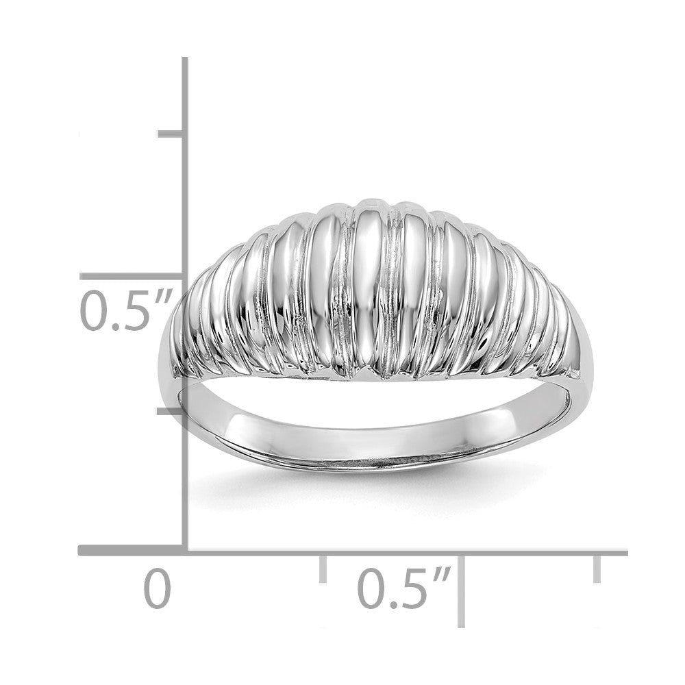 14k White Gold High Polished Ribbed Dome Ring-C2871W