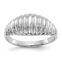 14k White Gold High Polished Ribbed Dome Ring-C2871W