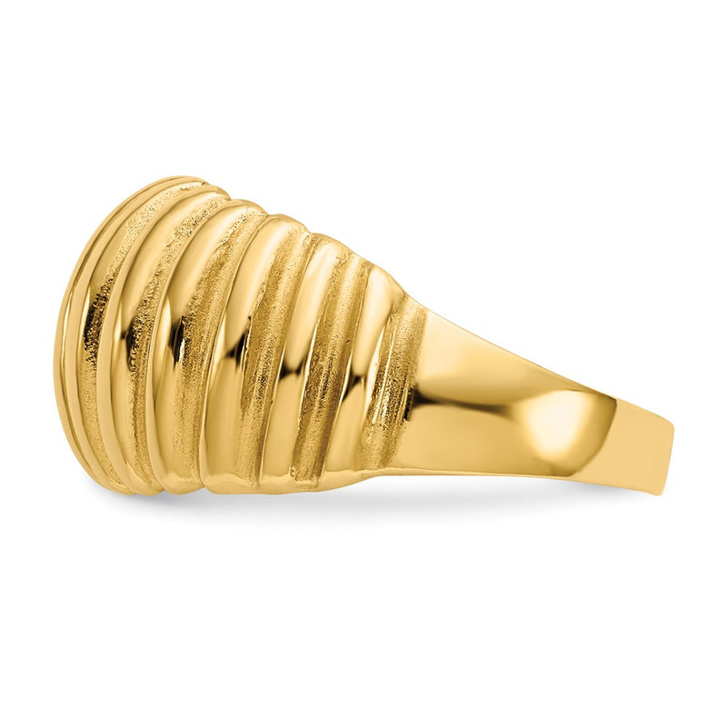 14k High Polished Ribbed Dome Ring-C2873