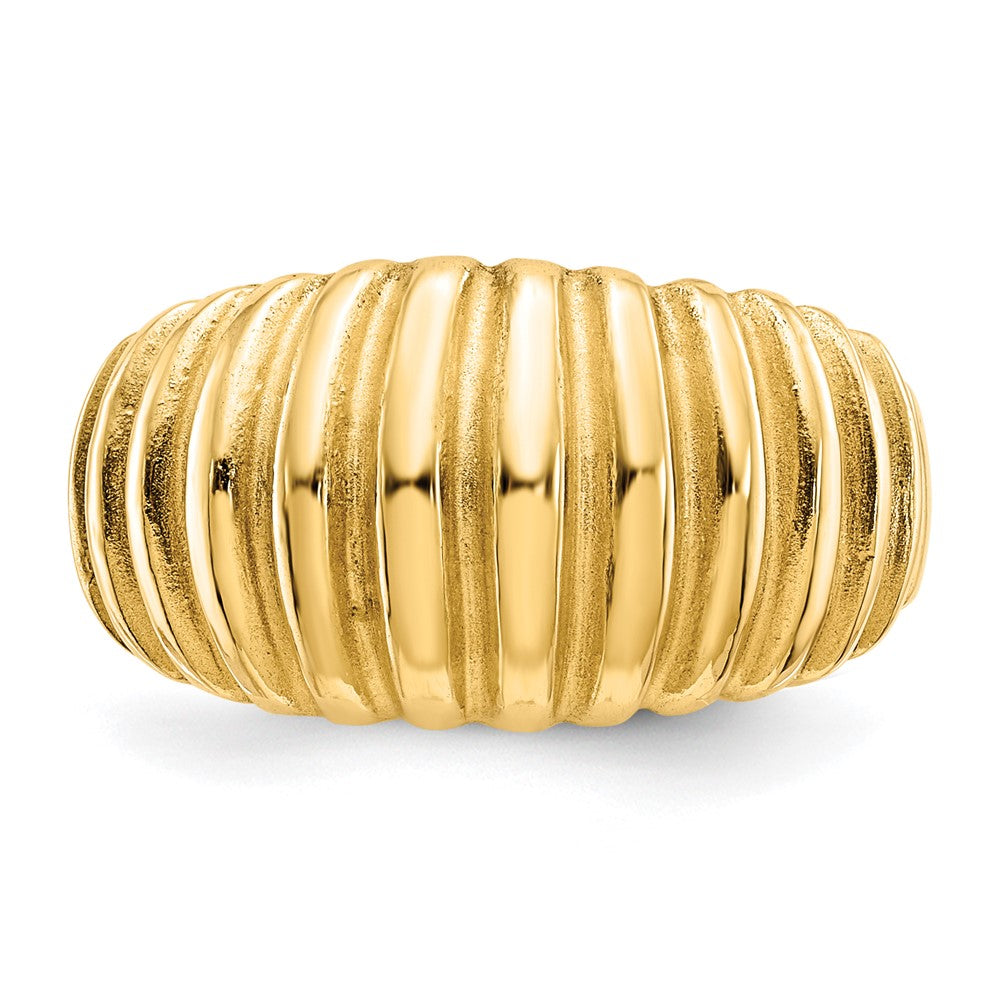 14k High Polished Ribbed Dome Ring-C2873