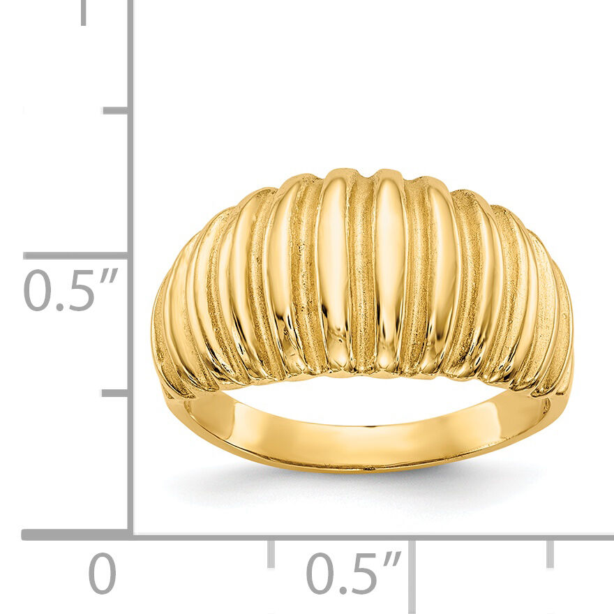 14k High Polished Ribbed Dome Ring-C2873