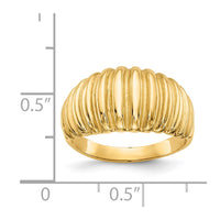 14k High Polished Ribbed Dome Ring-C2873