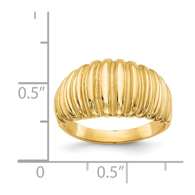 14k High Polished Ribbed Dome Ring-C2873