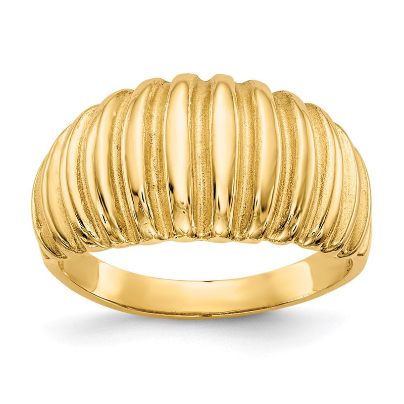 14k High Polished Ribbed Dome Ring-C2873