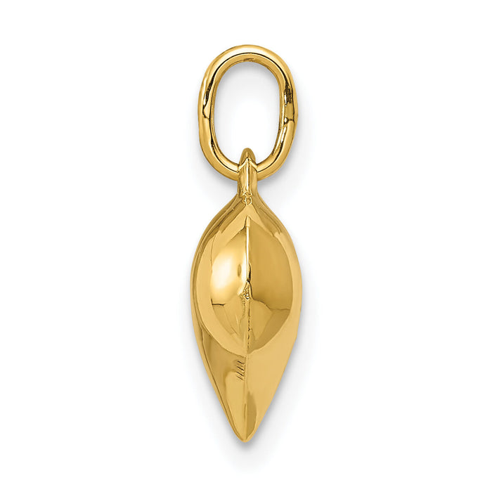 14K Polished 3-D Diamond-cut Puffed Heart Charm-C2906