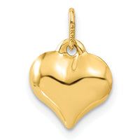 14K Polished 3-D Diamond-cut Puffed Heart Charm-C2906