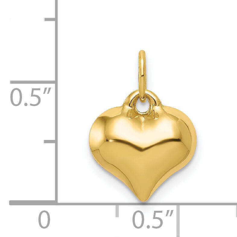 14K Polished 3-D Puffed Heart Pendant-C2907