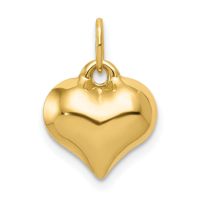 14K Polished 3-D Puffed Heart Pendant-C2907