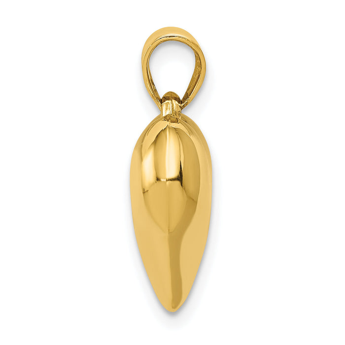14K Polished 3-D Puffed Heart Pendant-C2909