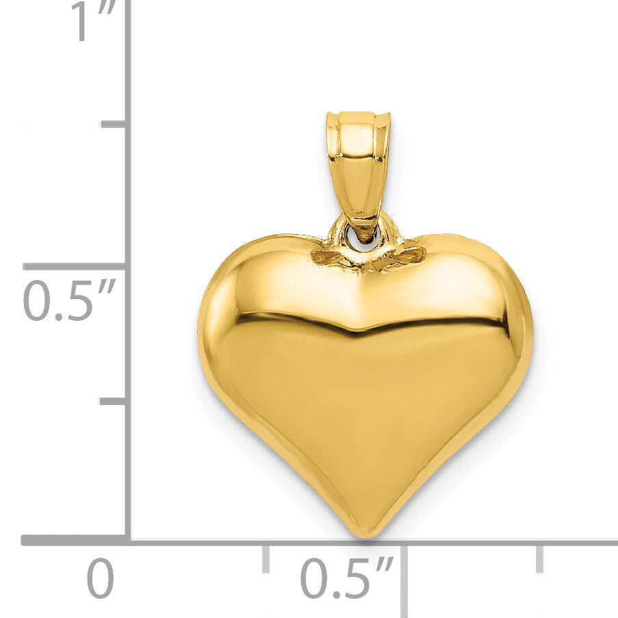 14K Polished 3-D Puffed Heart Pendant-C2909