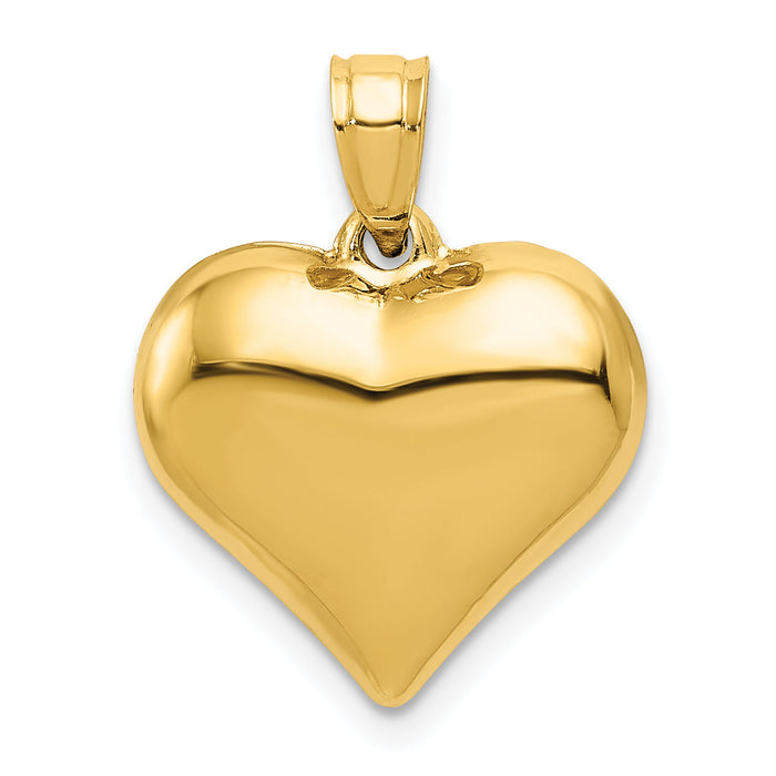 14K Polished 3-D Puffed Heart Pendant-C2909