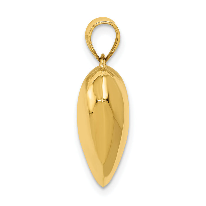 14K Polished 3-D Puffed Heart Pendant-C2911