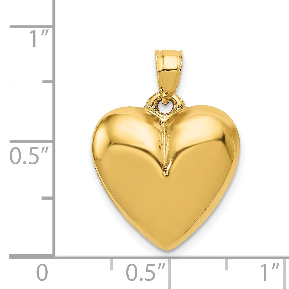 14K Polished 3-D Puffed Heart Pendant-C2911