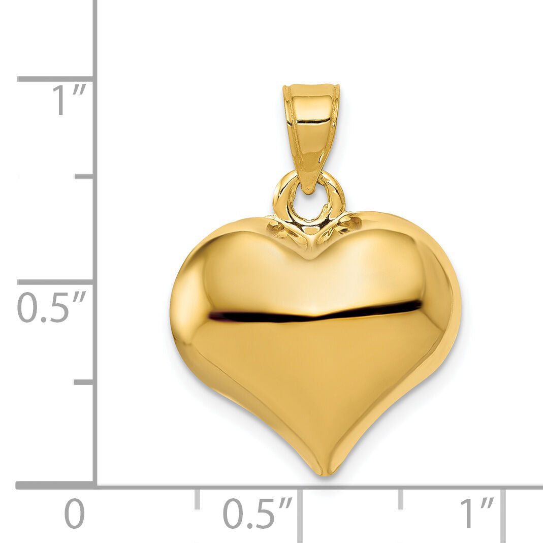 14K Polished 3-D Puffed Heart Pendant-C2912