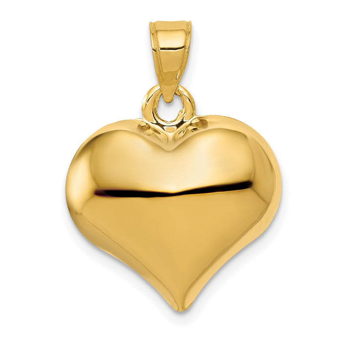 14K Polished 3-D Puffed Heart Pendant-C2912
