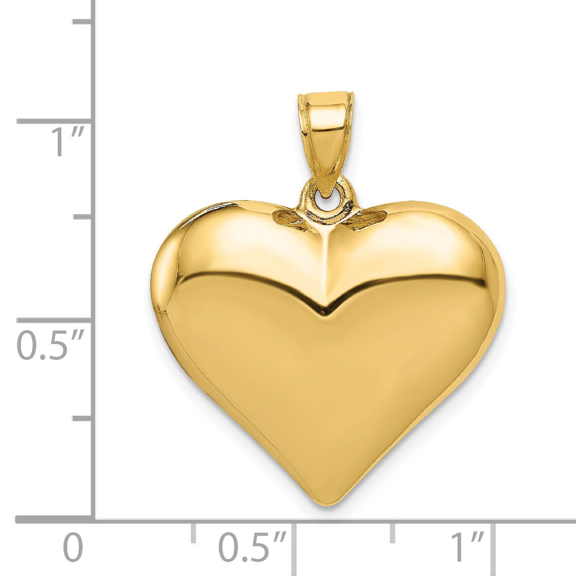 14K Polished 3-D Puffed Heart Pendant-C2913