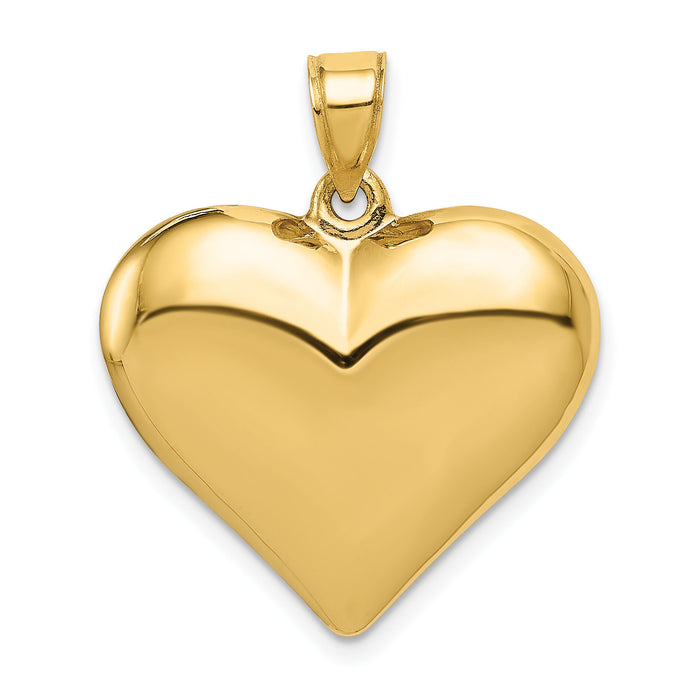 14K Polished 3-D Puffed Heart Pendant-C2913