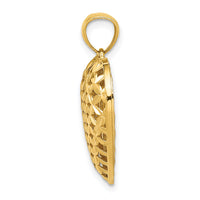 14K Two-tone Polished Reversible Diamond-cut Filigree Heart Pendant-C2927