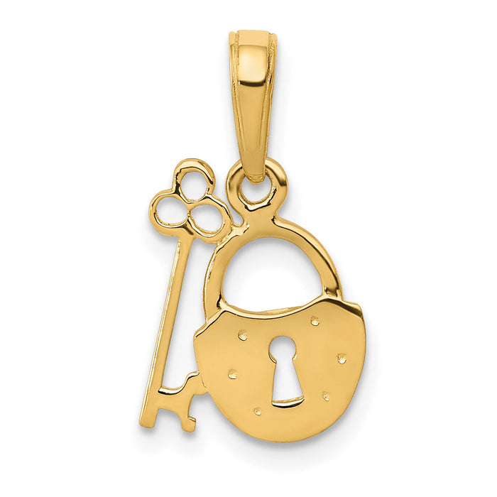 14K Polished Key and Lock Charm-C2937