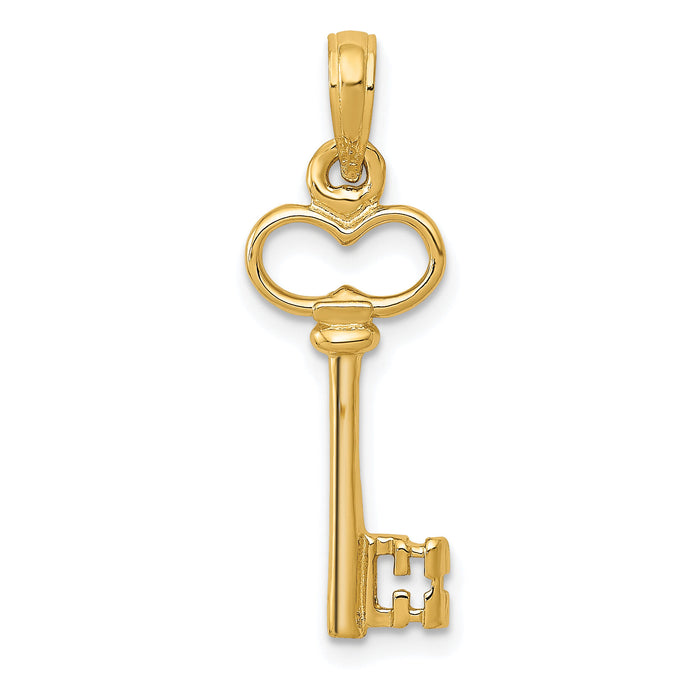 14K Polished 3-D Key Charm-C2940