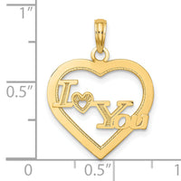 14k I HEART YOU in Heart Frame Charm-C2948