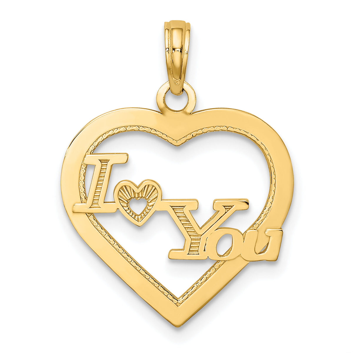 14k I HEART YOU in Heart Frame Charm-C2948