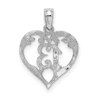 14k White Gold 13 in Heart Cut-out Pendant-C2953W