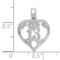 14k White Gold 13 in Heart Cut-out Pendant-C2953W