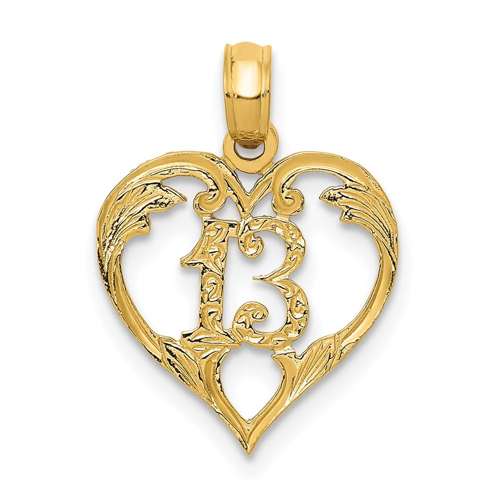 14k 13 in Heart Cut-out Pendant-C2953