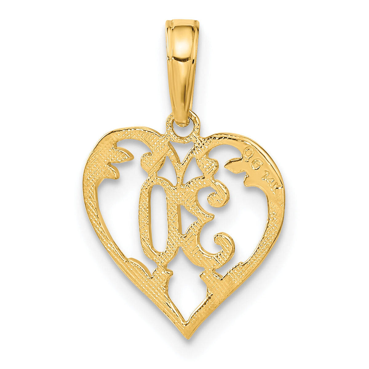 14k 30 in Heart Cut-out Pendant-C2958