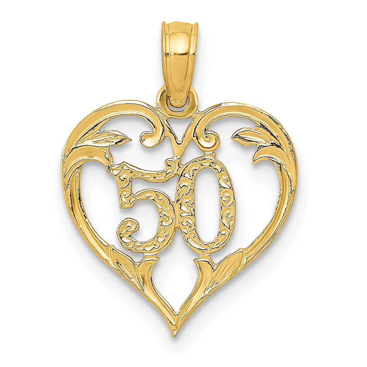14k 50 in Heart Cut-out Pendant-C2959