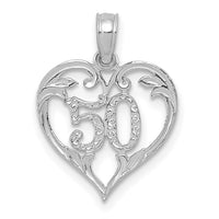 14k White Gold 50 in Heart Cut-out Pendant-C2959W