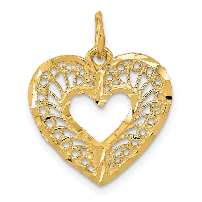 14K Polished Heart Pendant-C296