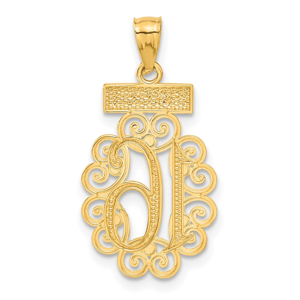 14k w/Rhodium Filigree SWEET 16 Pendant-C2960