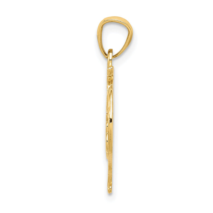 14k Diamond-cut 15 ANOS Heart Pendant-C2969