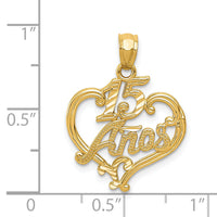 14k Diamond-cut 15 ANOS Heart Pendant-C2969