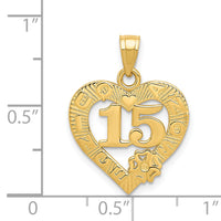 14k 15 in QUINCE ANOS Heart Frame Pendant-C2971
