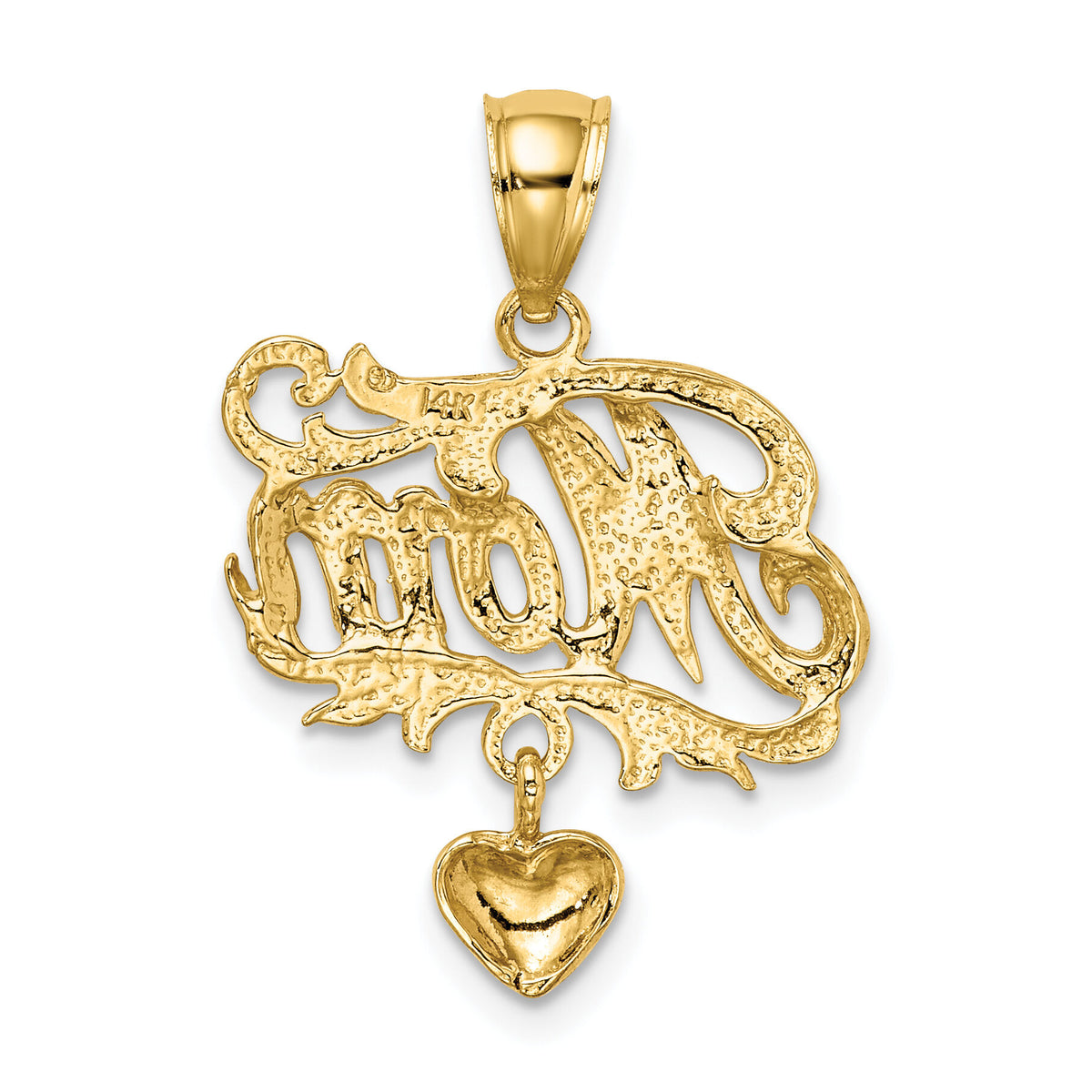 14k MOM w/ Dangling Heart Charm-C2980