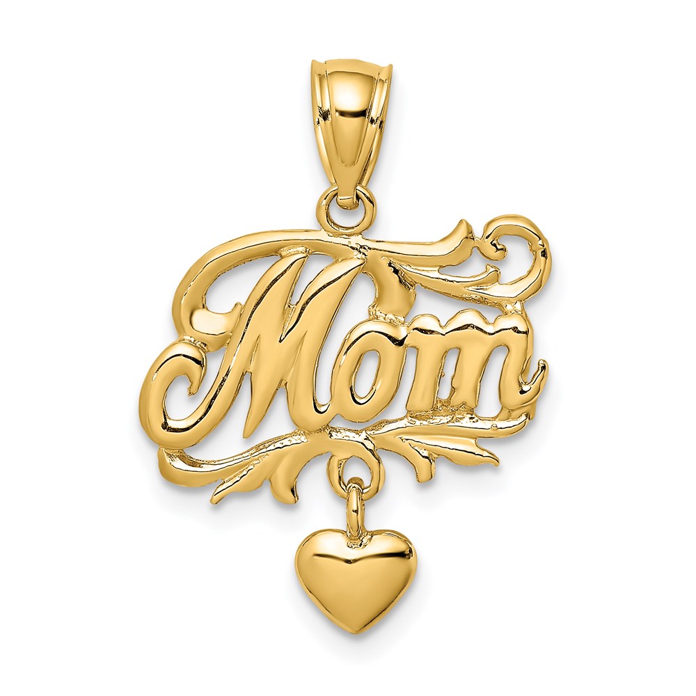 14k MOM w/ Dangling Heart Charm-C2980