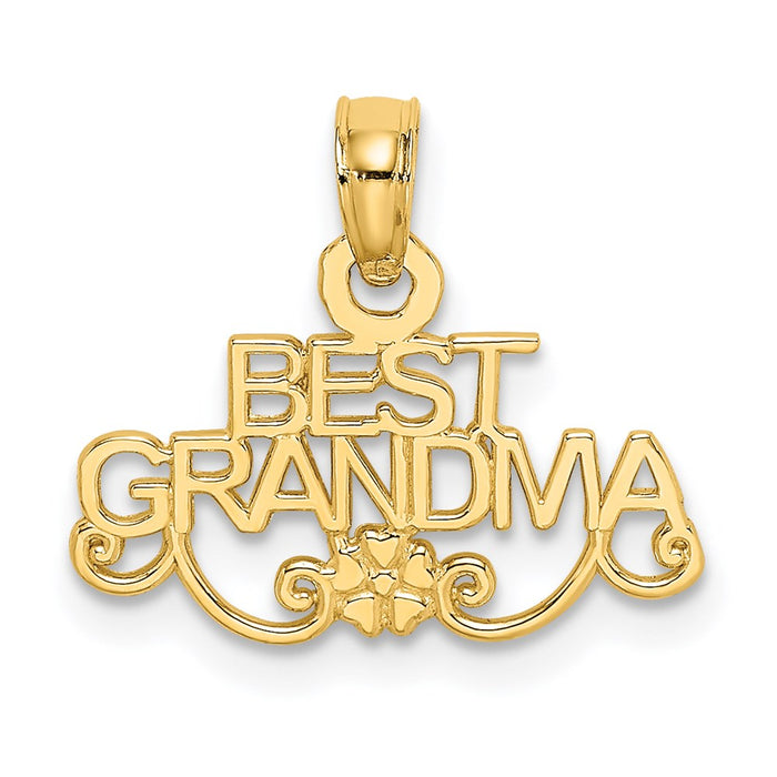 14k BEST GRANDMA with Flower Charm-C3006