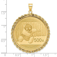 Wideband Distinguished Coin Jewelry 14k Polished Rope Mounted 1oz Panda Prong Coin Bezel Pendant-C3012/32.0C