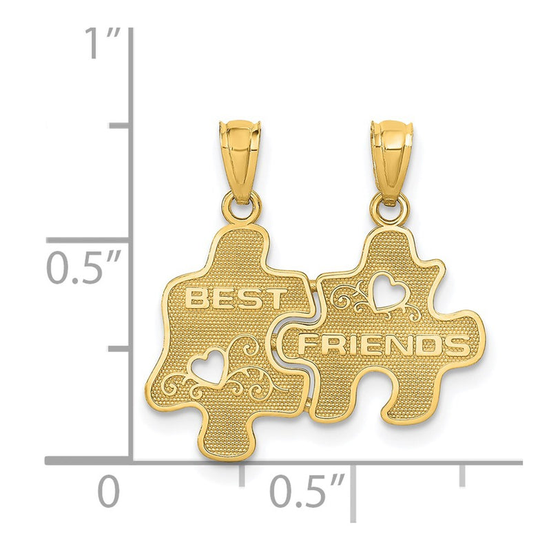 14k BEST FRIENDS Puzzle Pieces Break-apart Pendant-C3026