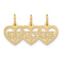 14k Triple Heart Diamond-cut BEST FRIENDS Break-apart Pendant-C3028