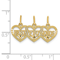 14k Triple Heart Diamond-cut BEST FRIENDS Break-apart Pendant-C3028