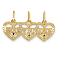 14k Triple Heart Diamond-cut BEST FRIENDS Break-apart Pendant-C3028