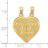 14k Reversible FOREVER AND EVER Break-apart Heart Pendant-C3029