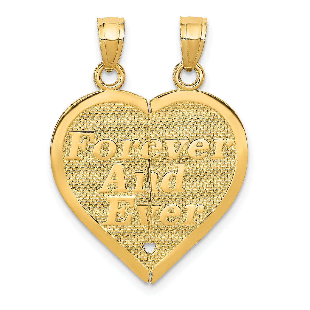 14k Reversible FOREVER AND EVER Break-apart Heart Pendant-C3029