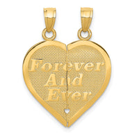 14k Reversible FOREVER AND EVER Break-apart Heart Pendant-C3029